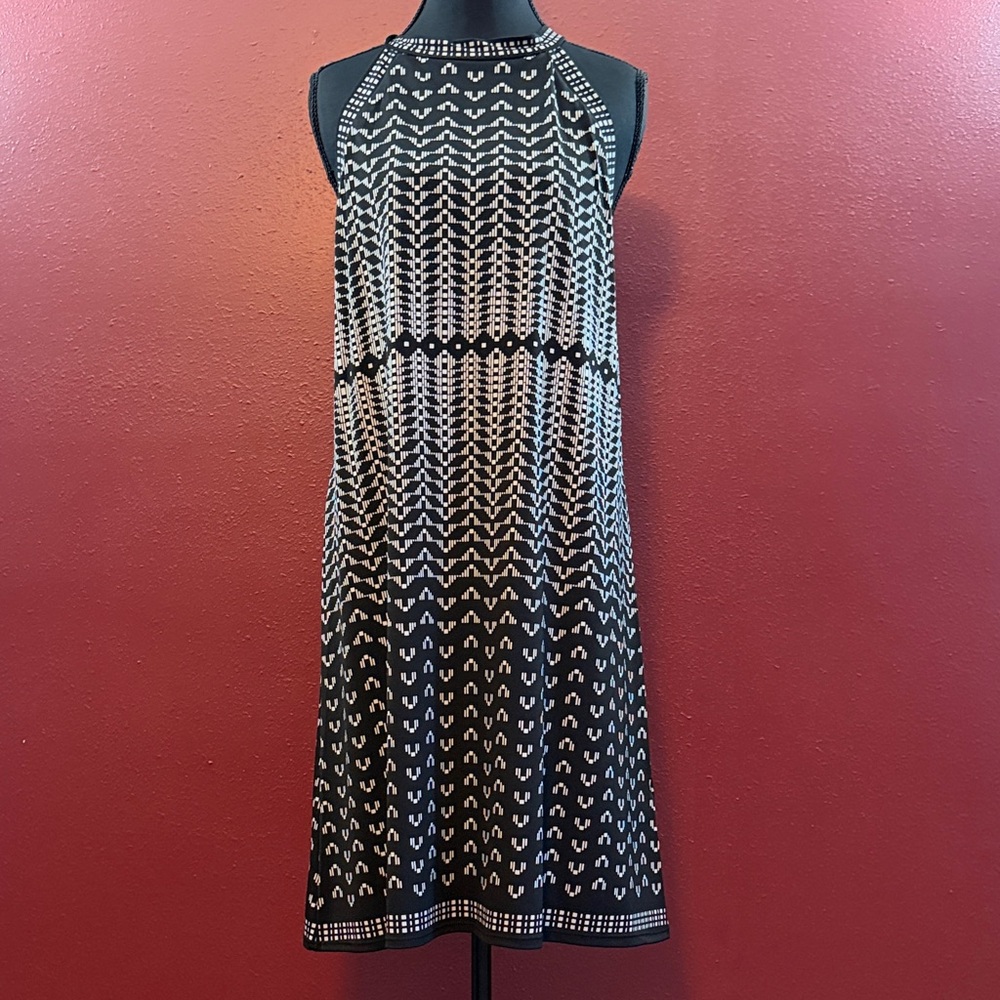 Max Studio Black and Cream Midi Dress